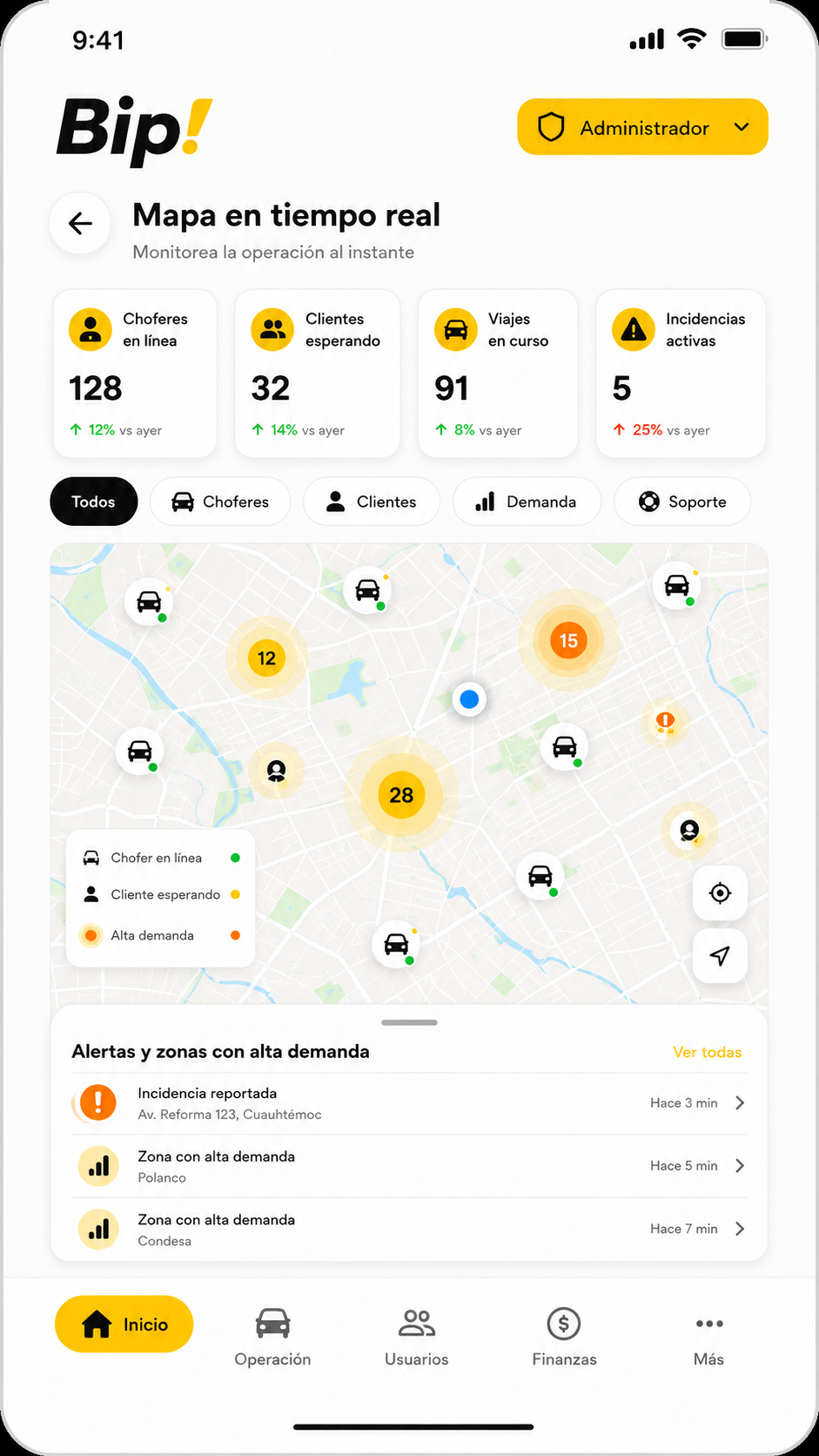 Mapa operativo Bip