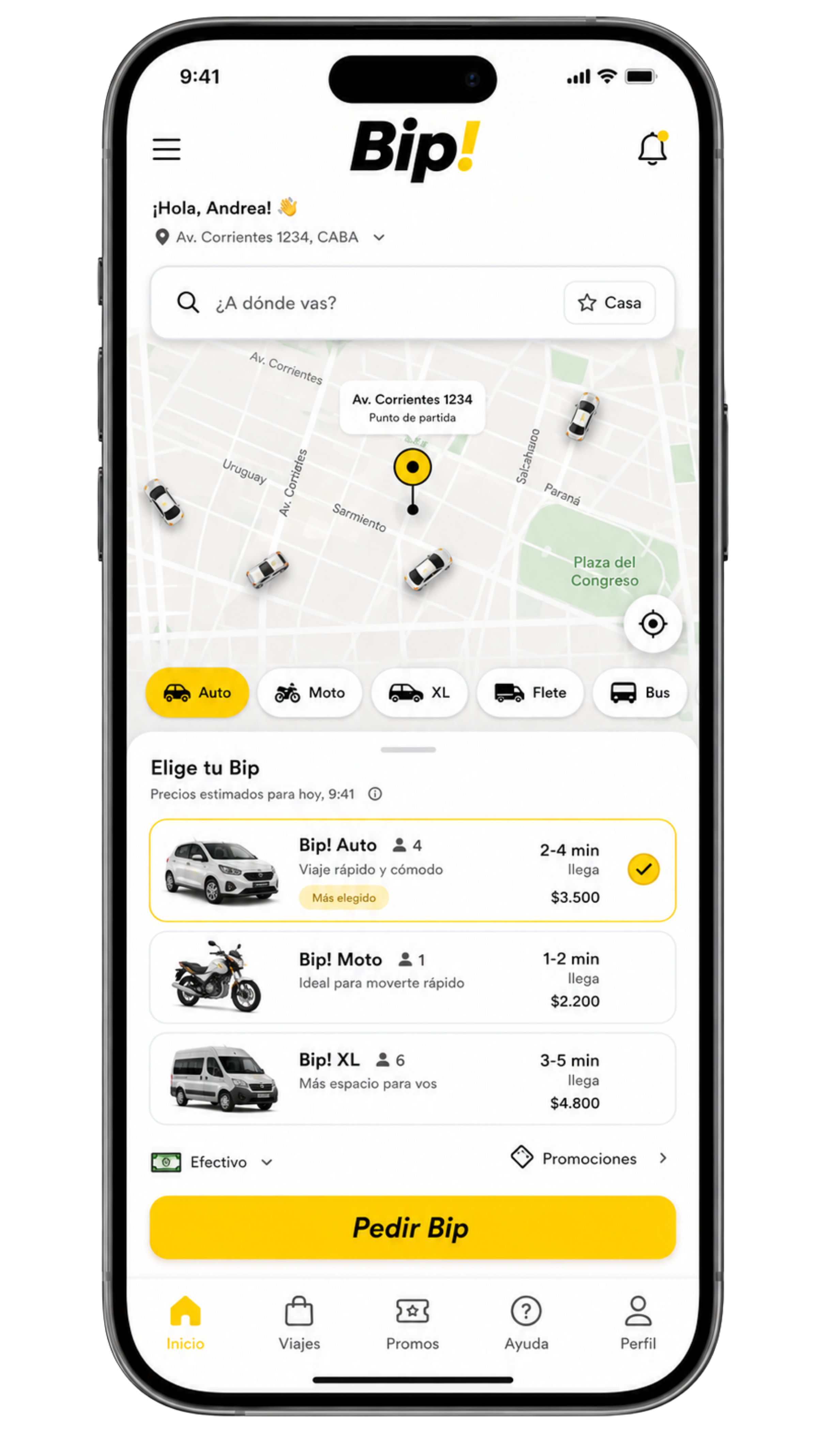 Aplicación Bip para pasajeros